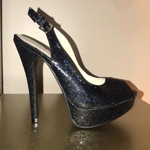 Sparkly Slingback Platform Heels 7